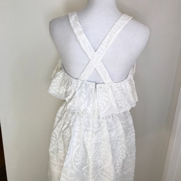 Madewell Embroidered Apron Ruffle Dress Sz 8 - Picture 5 of 7